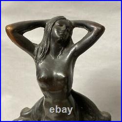 Vintage Art Deco Figural Mermaids Bronzed Spelter Bookends Dodge Mfg