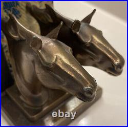 Vintage Art Deco Frankart Metal Double -Headed Horse Bookends Set Of 2