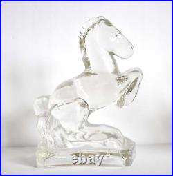 Vintage Art Deco Glass Horse Bookends a Pair