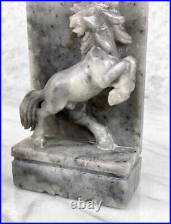 Vintage Art Deco Italian Marble Horse Library Bookends A Pair