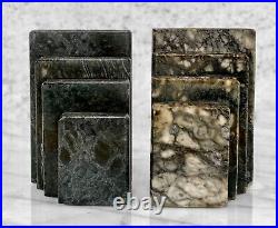 Vintage Art Deco Italian Marbled Onyx Stone Library Bookends A Pair