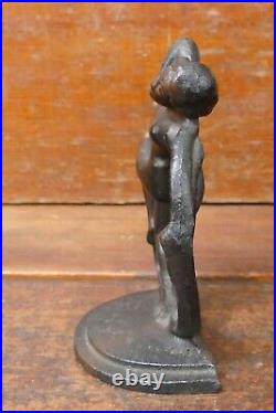 Vintage Art Deco Nouveau Dancing Nude Lady Figural Cast Iron Book Ends Bookends