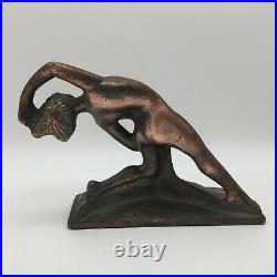 Vintage Art Deco Nouveau Nude Dancers Cast Iron Bronze Finish Book Ends