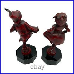 Vintage Art Deco Period J. B. Hirsch Bookends Dancing and Accordion Girl Statues