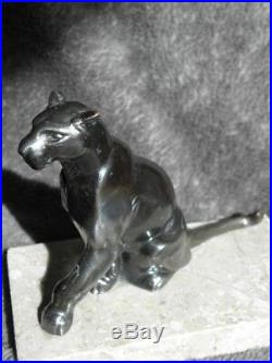 Vintage Art Deco bookends panther wild feline Marble Stunning figurine book old