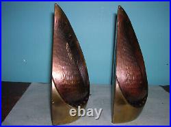 Vintage Art Deco flame flower seed pod Abstract bookends Mid Century Modern