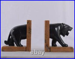 Vintage Bookend Tiger Bookend Figurine Handmade Stone Item Polished Home Decor