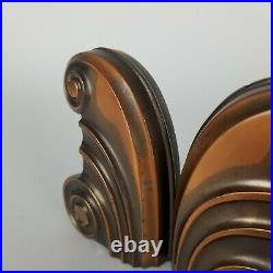 Vintage Bookends Art Deco Design Swirl Flourish Copper Iron Doorstop Nouveau