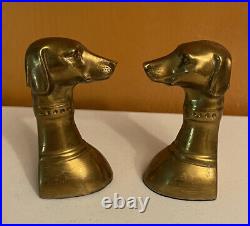 Vintage Brass Dog Head Collar Bookends Labrador Retriever Decor Modern Art Deco