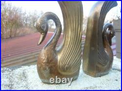 Vintage Brass art deco swan bookends 7,4
