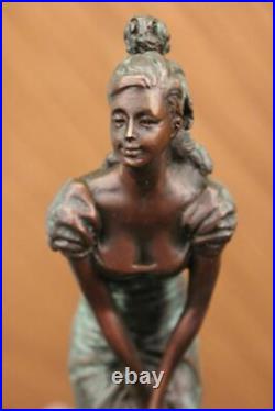 Vintage Bronze Bookend Sculpture Art Deco Figurine Sign Art Figure Marble Milo