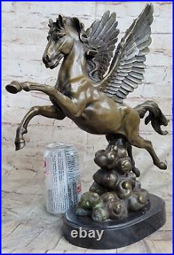 Vintage Bronze Flying Horse Winged Pegasus Bookends Fantastic Art Deco Figurine