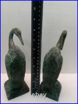 Vintage Bronze Heron Bookends by Toyo Made in Korea Beautiful Patina 8