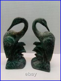Vintage Bronze Heron Bookends by Toyo Made in Korea Beautiful Patina 8