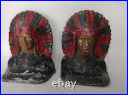 Vintage Bronze Indian Chief Bookends, Maybe chief Blackhawk