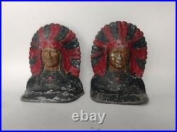 Vintage Bronze Indian Chief Bookends, Maybe chief Blackhawk