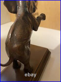 Vintage Bronze Standing Elephant Bookends