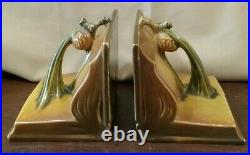 Vintage Brown Roseville Pinecone Book Bookends