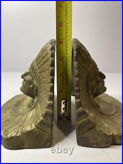 Vintage Cast Bronze Indian Chief Bookends