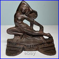 Vintage Dancing Nude Lady with Tambourine Bookends Gifthouse NYC 1926