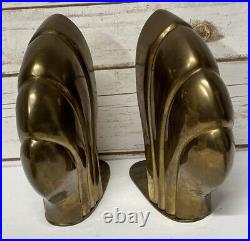 Vintage Frederick Cooper Solid Brass Art Deco Shell Bookends