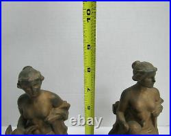Vintage French Art Deco Bronze Sitting Ladies Bookends
