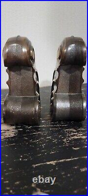 Vintage Industrial Art Deco Cast Metal Bookends With Scroll Details