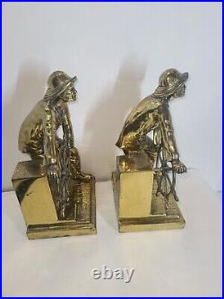 Vintage Jennings Bros Fisherman's mem. Bronze bookends Leonard Craske Gloucester
