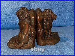 Vintage Jennings Brothers Lion and the Mouse Bookends C Vieth