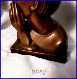 Vintage Jennings Brothers The Whisper Bronze Patina Bookends RARE