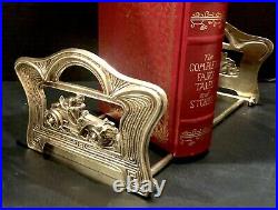 Vintage Judd Expandable Book Rack / Bookends / Solid Brass Race Car Roadster