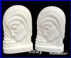 Vintage Kent Art Ware Pair of Art Deco Lady Bookends Signed