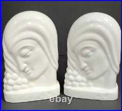 Vintage Kent Art Ware Pair of Art Deco Lady Bookends Signed