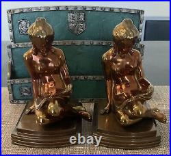 Vintage Lorenzl Girl bookends, art deco, great condition, dated 1937, Ronson