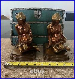 Vintage Lorenzl Girl bookends, art deco, great condition, dated 1937, Ronson