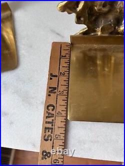 Vintage MCM Zeus Head Solid Brass Bookends Rare