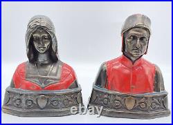 Vintage Marion Bronze Dante & Beatrice Bookends GOOD CONDITION