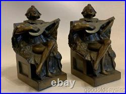 Vintage Metal Art Deco Jester Bookends Sculpture marion f. Short gift shop elgin