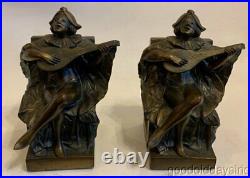 Vintage Metal Art Deco Jester Bookends Sculpture marion f. Short gift shop elgin