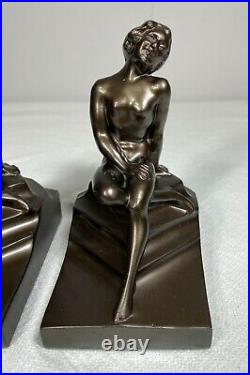 Vintage NuArt Creations Nude Woman on Pedestal Bookends