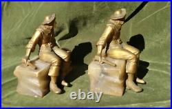 Vintage Pair Cast Spelter Pirate Bookends On Marble J. B. Hirsch Style