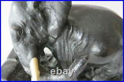 Vintage Pair Deco 1925 Ronson Art Metal Works Bookends Coal Black Metal Elephant