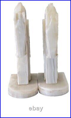 Vintage Pair Of 1960s Art Deco Onyx Horse Head Bookends
