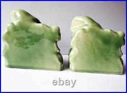 Vintage Pair of Rookwood Raven Bookends #2275 Green 1945 Art Pottery