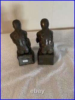 Vintage Rodin The Thinking Man Brass Antique Finish Metal Bookends