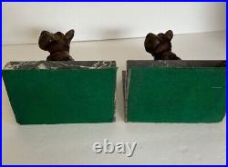 Vintage Scotty Terrier Scottie Dog On Beautiful Marble Base Book Ends Bookends