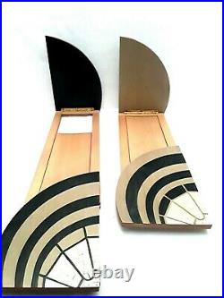 Vintage Set 2 ITALY Wood Marquetry Intarsia A. FIORENTINO Bookends ART Deco