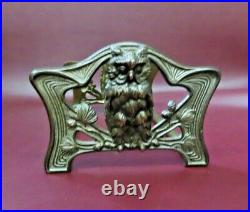 Vintage Solid Brass Owl Figure 9-15 Long Sliding Adjustable Bookends #9776