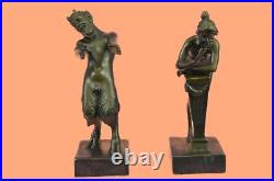 Vintage Style Bronze Art Deco Faun Satyr Bookends Hot Cast Sculpture By Bergman