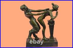 Vintage Style Bronze Art Deco Faun Satyr Bookends Hot Cast Sculpture By Bergman